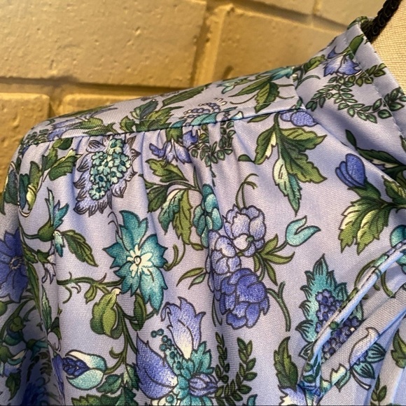 Vintage 60’s Boston Maid Purple Floral Belted Midi Dress Neck Tie Sz Medium M - Picture 5 of 12